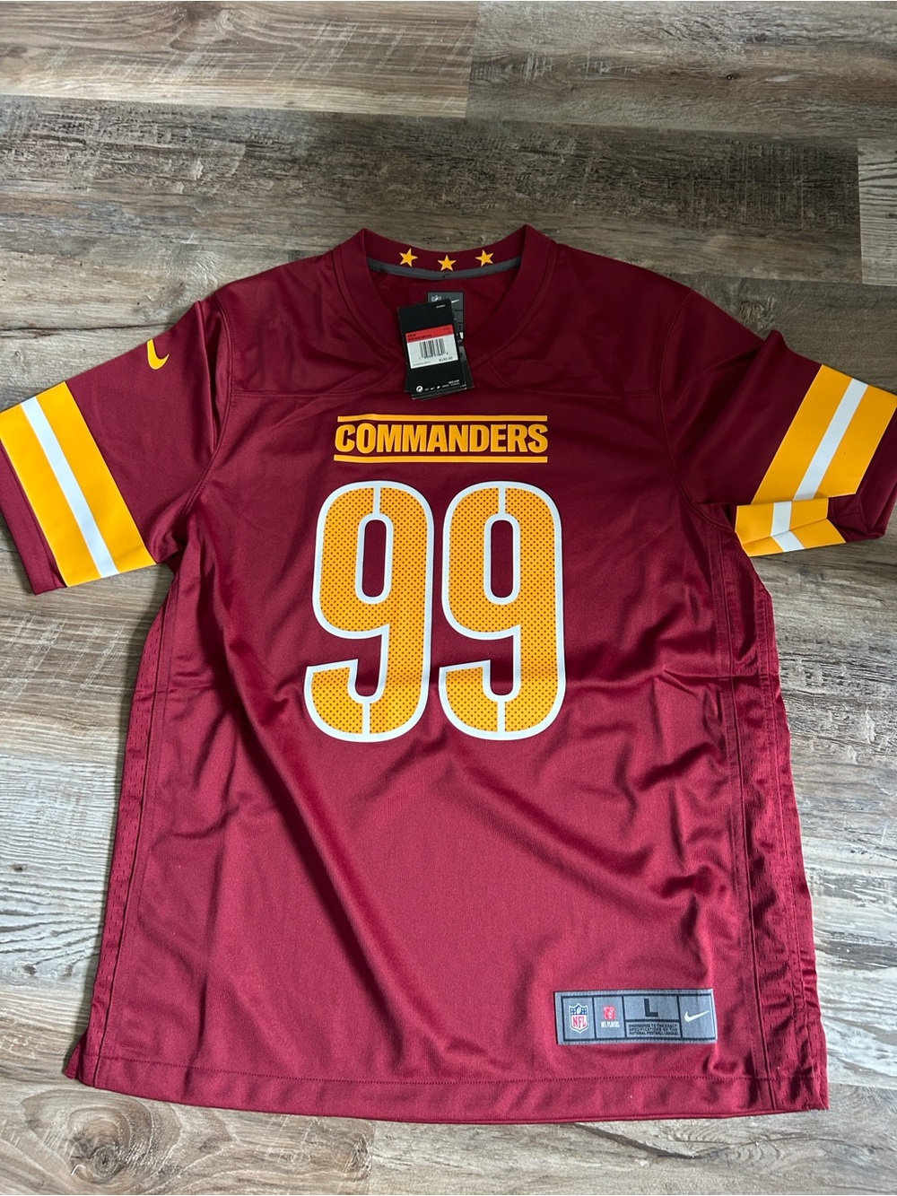 NWT NFL Commanders Maroon & Gold '99' Football Jersey LARGE/XL - Picture 2 of 5